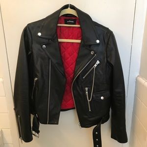 KOOPLES BLACK LEATHER BIKER JACKET Size S